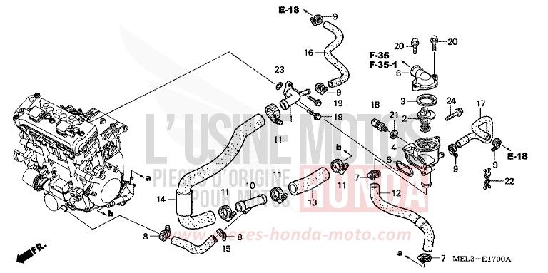 THERMOSTAT von CBR1000RR "Fireblade" GRAPHITE BLACK (NHB01DA) von 2007